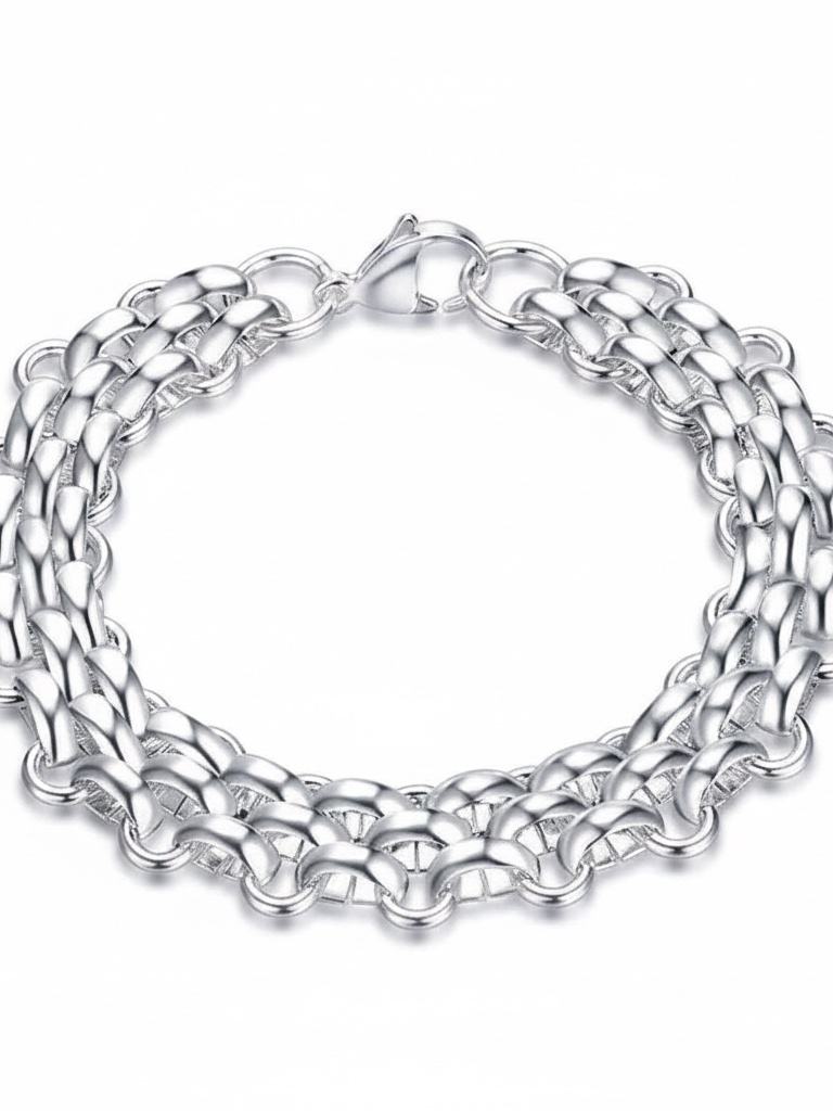Womens Stainless Steel Silver Chain Bracelet